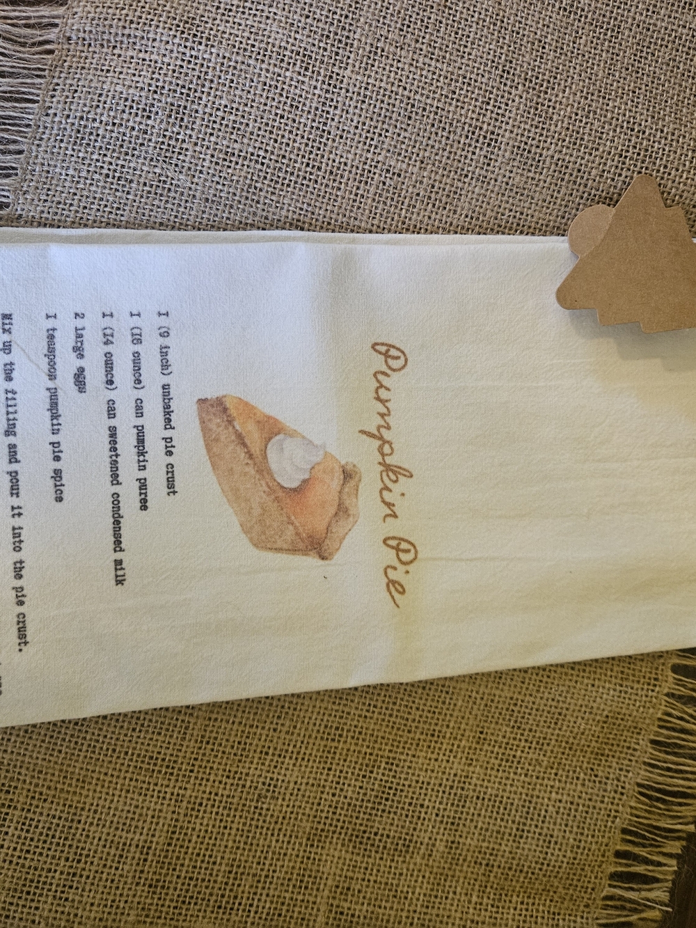 Classic Pumpkin Pie Kitchen Towel - Cream